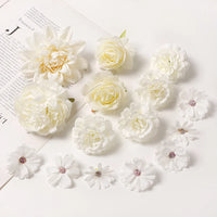 White Artificial Flowers Heads Silk Fake Flowers For Home Decor Party Wedding Decoration DIY Valentine's Day Gifts Accessories