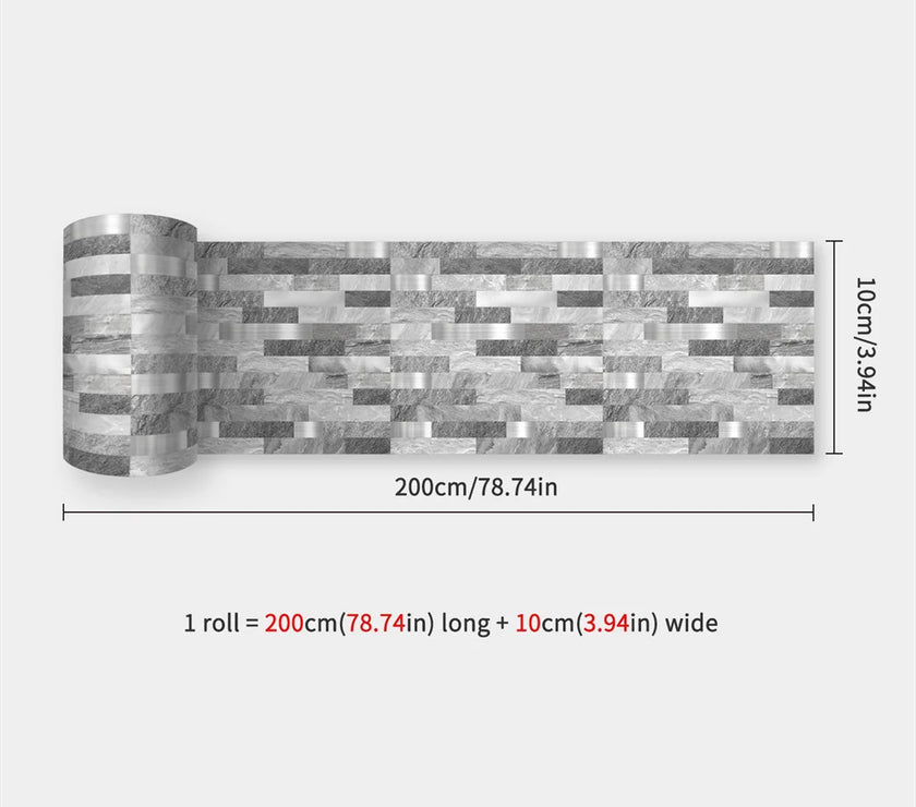 10X200cm Long Strip Wall Stickers Floor Kitchen Bathroom Living Room Skirting Line Wall Decor Waterproof Peel & Stick Wallpaper