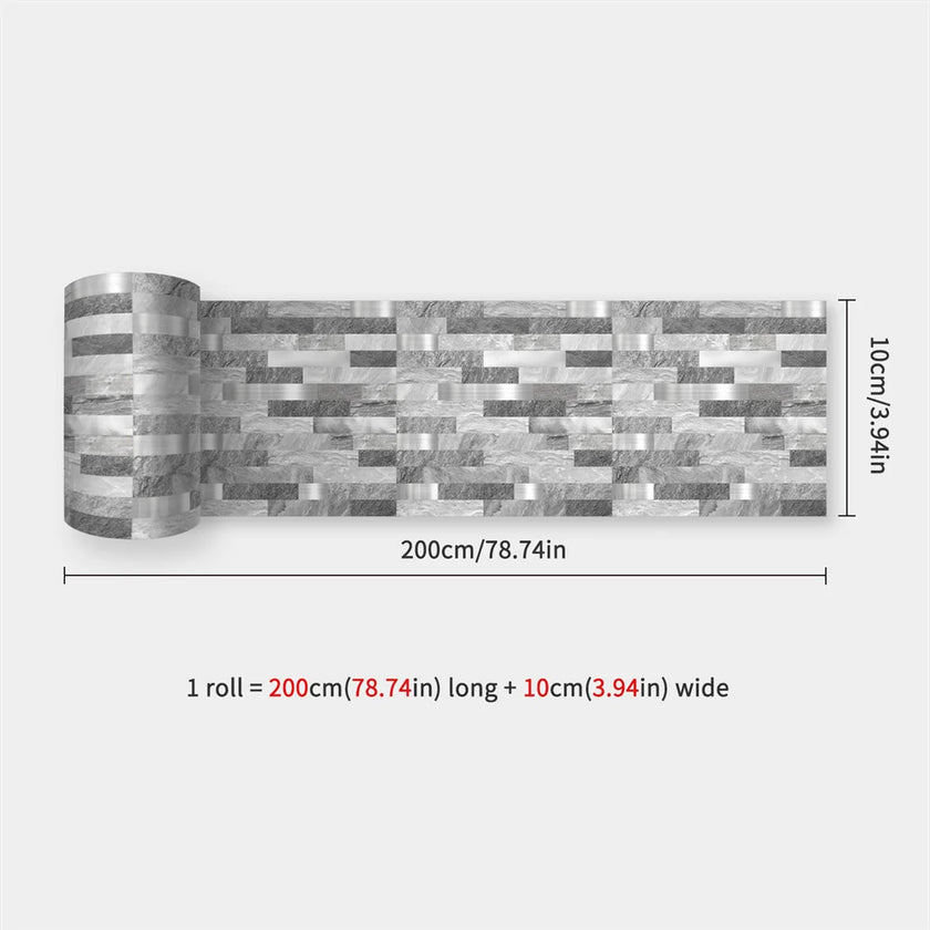10X200cm Long Strip Wall Stickers Floor Kitchen Bathroom Living Room Skirting Line Wall Decor Waterproof Peel & Stick Wallpaper