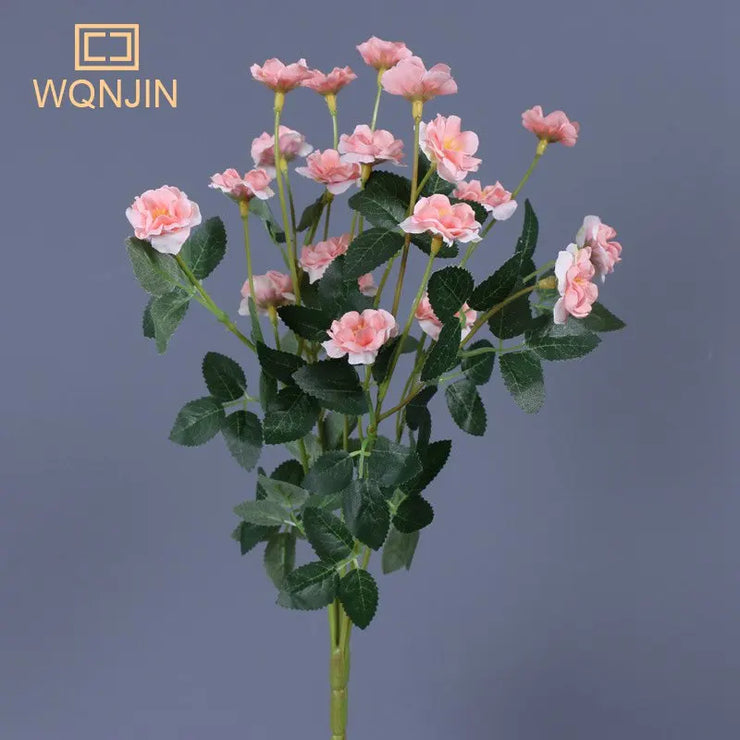 Small Roses Artificial Flower Wedding Garden Table Rose Bouquet Arrangement Home Party Fake Plant Simulation Decoration