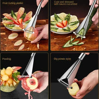 Fruit Push Knife Double Head Melon Baller Scoop Triangular Shape Peeler Vegetable Slicer Fruit Platter Watermelon Kitchen Tool