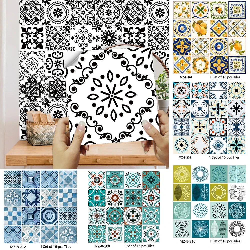 16pcs/Set Matte Waterpoof Tile Wall Sticker Home Decoration Peel & Stick Wallpaper Kitchen Bathroom smoke exhaustclassification