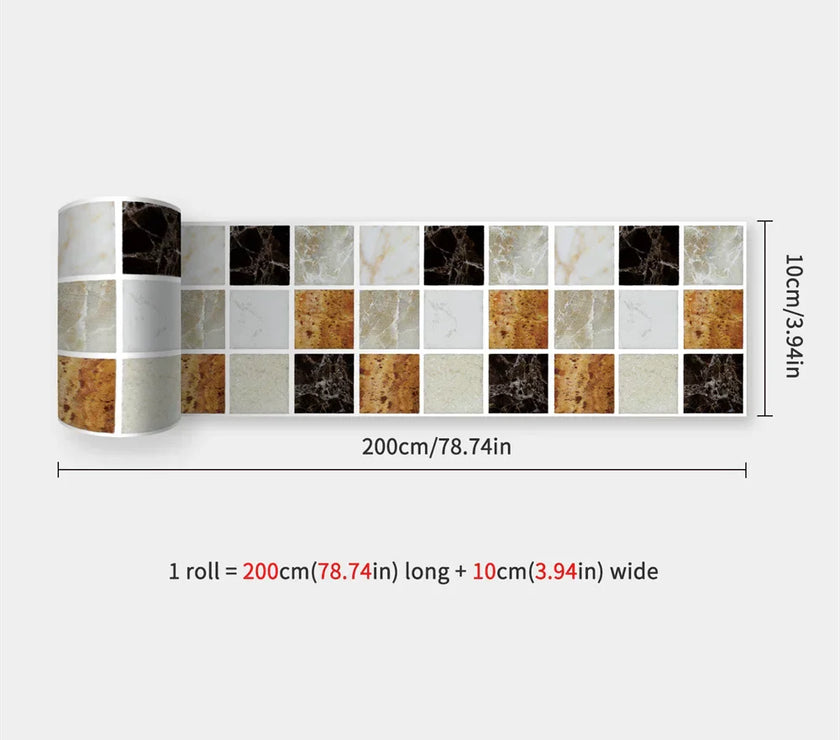 10X200cm Long Strip Wall Stickers Floor Kitchen Bathroom Living Room Skirting Line Wall Decor Waterproof Peel & Stick Wallpaper