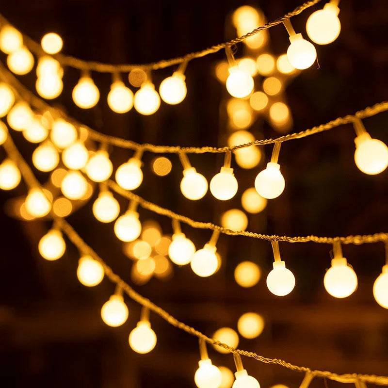 LED String Light Outdoor 10M Ball Chain Light Garland Lamp Bulb Fairy Light Party Home Wedding Garden Christmas Decoration