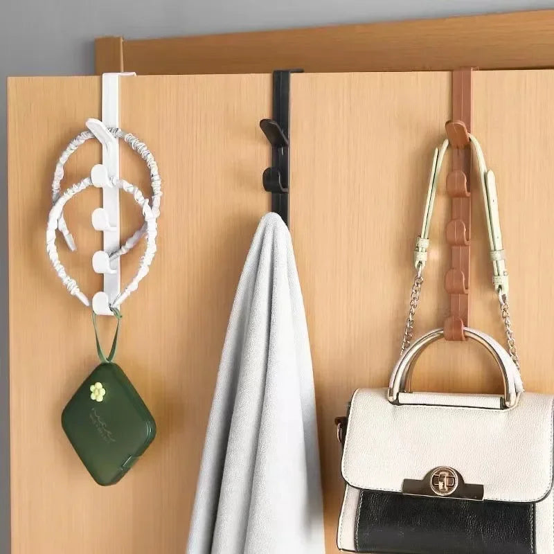 -segment Door Hooks Portable Clothes Hanging Rack Home Storage Organization Hooks Purse Holder