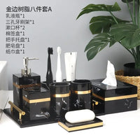 European 8 Piece Hotel Bathroom Accessories Set Restroom Toiletries Shampoo Bottle Soap Box Storage Trays Decorative Home Decore