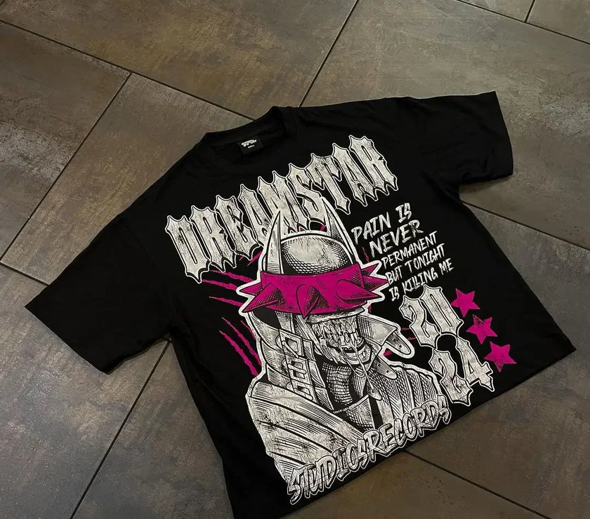 shirts Print Cotton Oversized Harajuku Gothic Short Sleeved y2k top