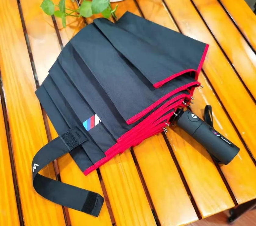 Original For BMW 4S shop car umbrella red edge 10 bone high-end automatic folding umbrella for rain shine umbrella with M logo