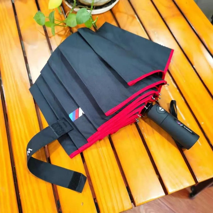 Original For BMW 4S shop car umbrella red edge 10 bone high-end automatic folding umbrella for rain shine umbrella with M logo