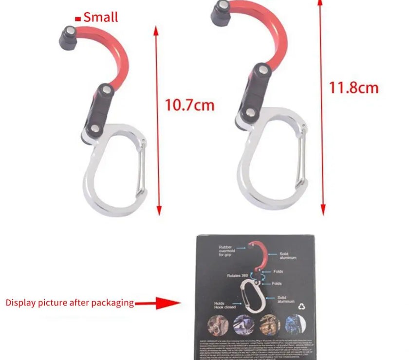 Multifunctional Hybrid Gear Clip Carabiner 360 Degree Rotating Hook Strong Buckle Camping Hiking Travel Backpack Outdoor Gadget