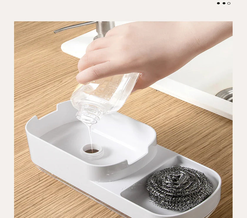 Soap Dispenser Bottle Automatic Liquid Soap Dispenser Kitchen Bath Accessories Sponge Brush Storage Box Manual Soap Dispenser
