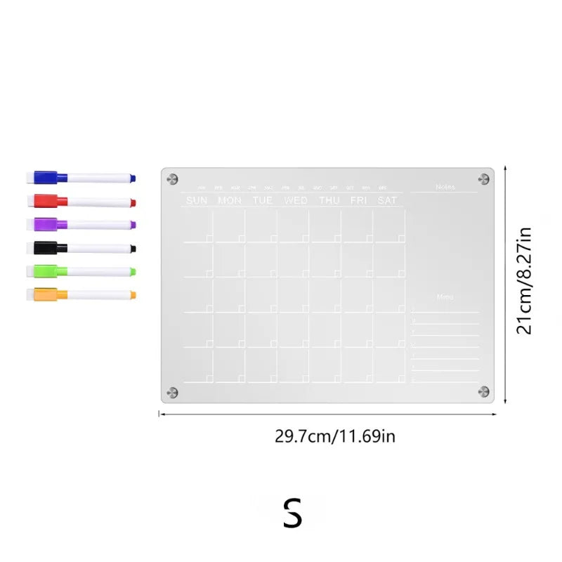PYLV Fridge Magnet Sticker Calendar Board Planner Reusable Magnetic Dry Erase Board Schedule Transparent Acrylic Fridge Message