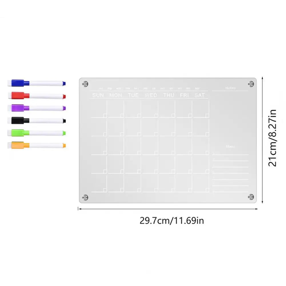 Magnetic Fridge Calendar Reusable Fridge Planner Reusable Magnetic Monthly Calendar with Scratch-proof Board Marker for Fridge