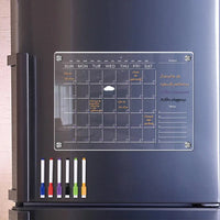 Magnetic Fridge Calendar Reusable Fridge Planner Reusable Magnetic Monthly Calendar with Scratch-proof Board Marker for Fridge