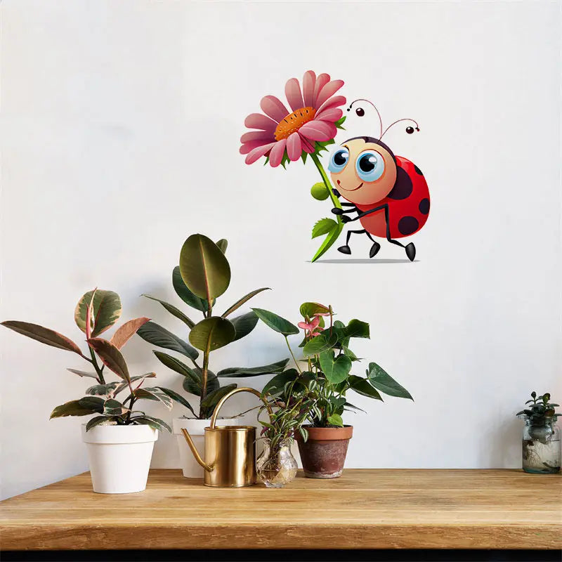 Funny Ladybug Pattern Sticker Wall Sticker Bathroom Toilet Decor Decals Living Room Cabinet Home Decoration M803