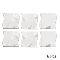 Adhesive Acrylic Mirror Wall Sticker DIY Art Mirror Creative Wave Shape Bathroom Living Room Decor